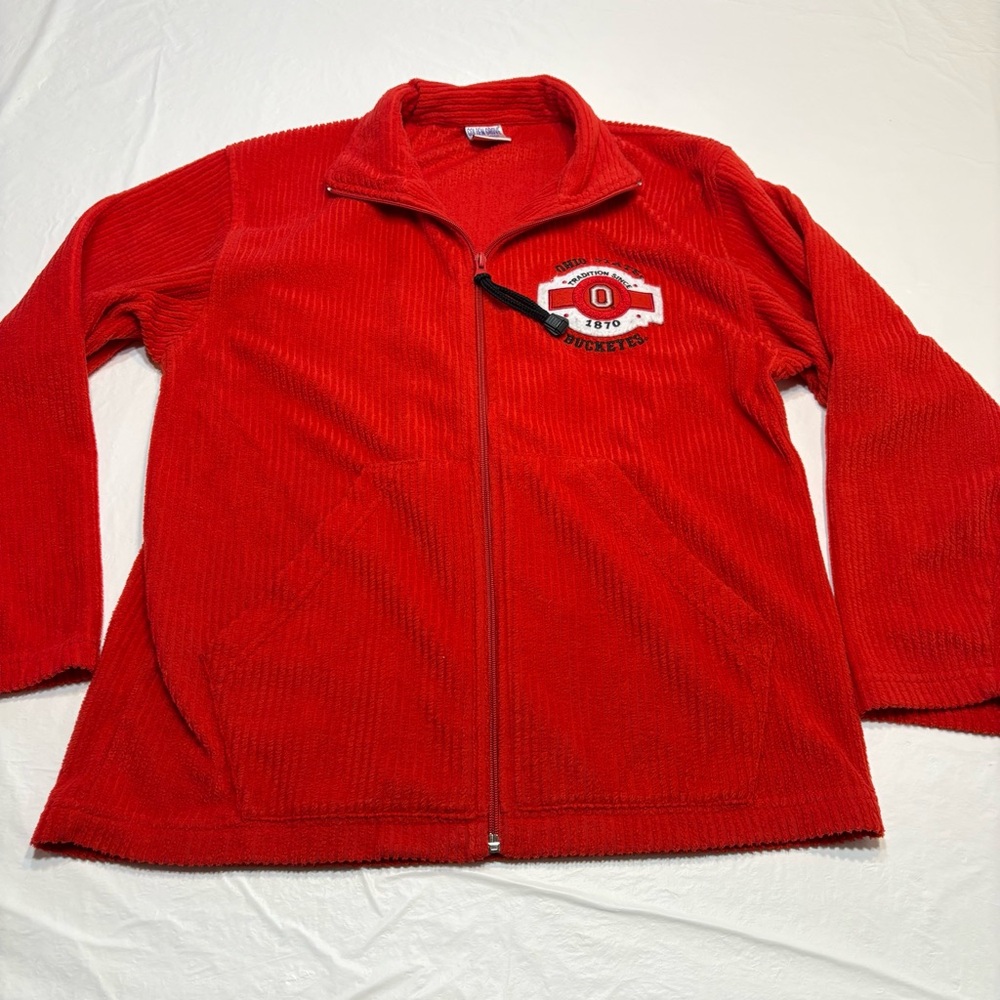 Golden Grove NCAA Ohio State Buckeyes Full Zip Up Fleece Velour Sweatshirt Small